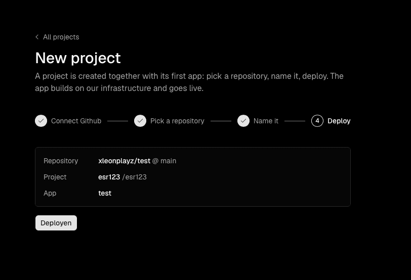 Step four, the summary shown before the deployment starts.